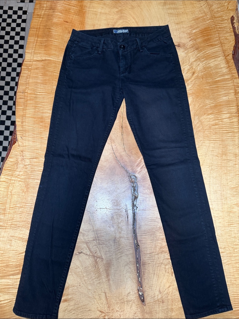 90’s Hudson 8” super low rise Jeans Black Slim Straight
